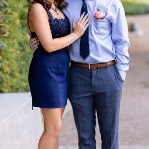 A stunning navy size 8 Faviana embellished dress